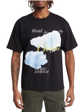 PacSun Cloud Graphic Tee Black Cotton T Shirt M